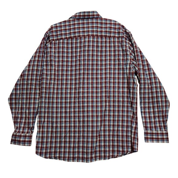 Linea Uomo Mens 3X Red and Blue Plaid Long Sleeve Button-Down Shirt - Picture 6 of 6